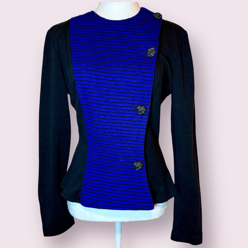 Vintage 80’s All That Jazz Blazer Top Black & Blue Size Small